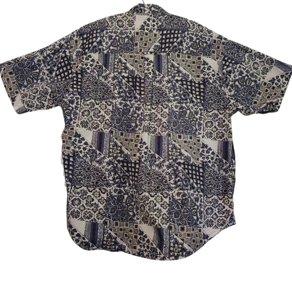 Vintage Mens Rugger by Gant Poplin‎ Button-Down Paisley Shirt XL 90s, 80s Preppy